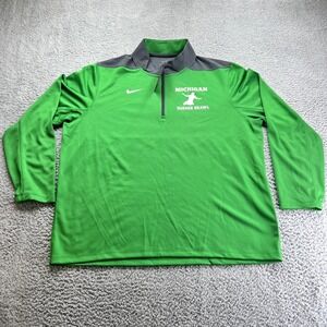 Nike Fit Dry athletic 1/4 zip top, mock neck Green Michigan XL Logo
